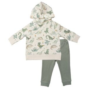 Angel Dear 2pc Crayon Dinos Organic Cotton Hooded Sweatsuit Set Hoodie 3T